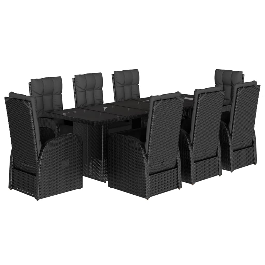 9-delige Tuinset poly rattan zwart is nu te koop bij PeponiXL, paradijselijk wonen!