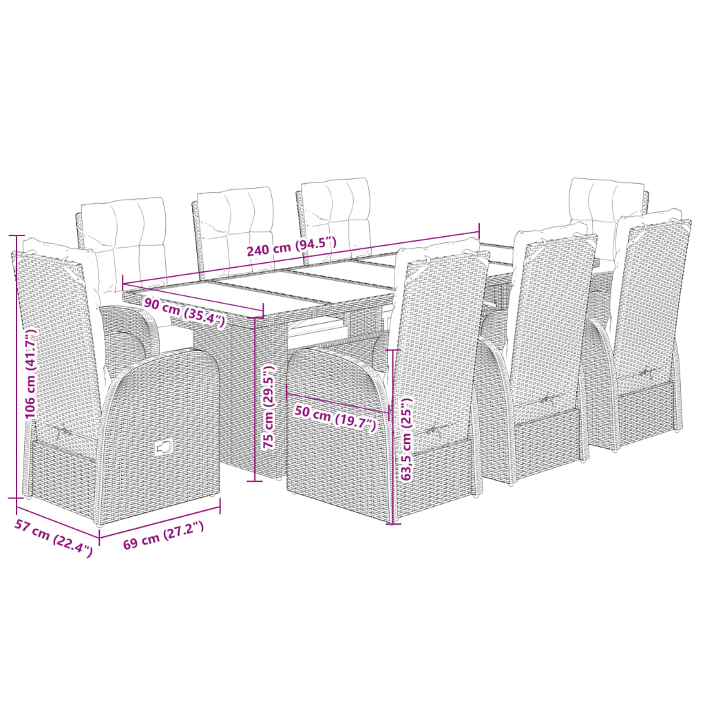 9-delige Tuinset poly rattan zwart is nu te koop bij PeponiXL, paradijselijk wonen!