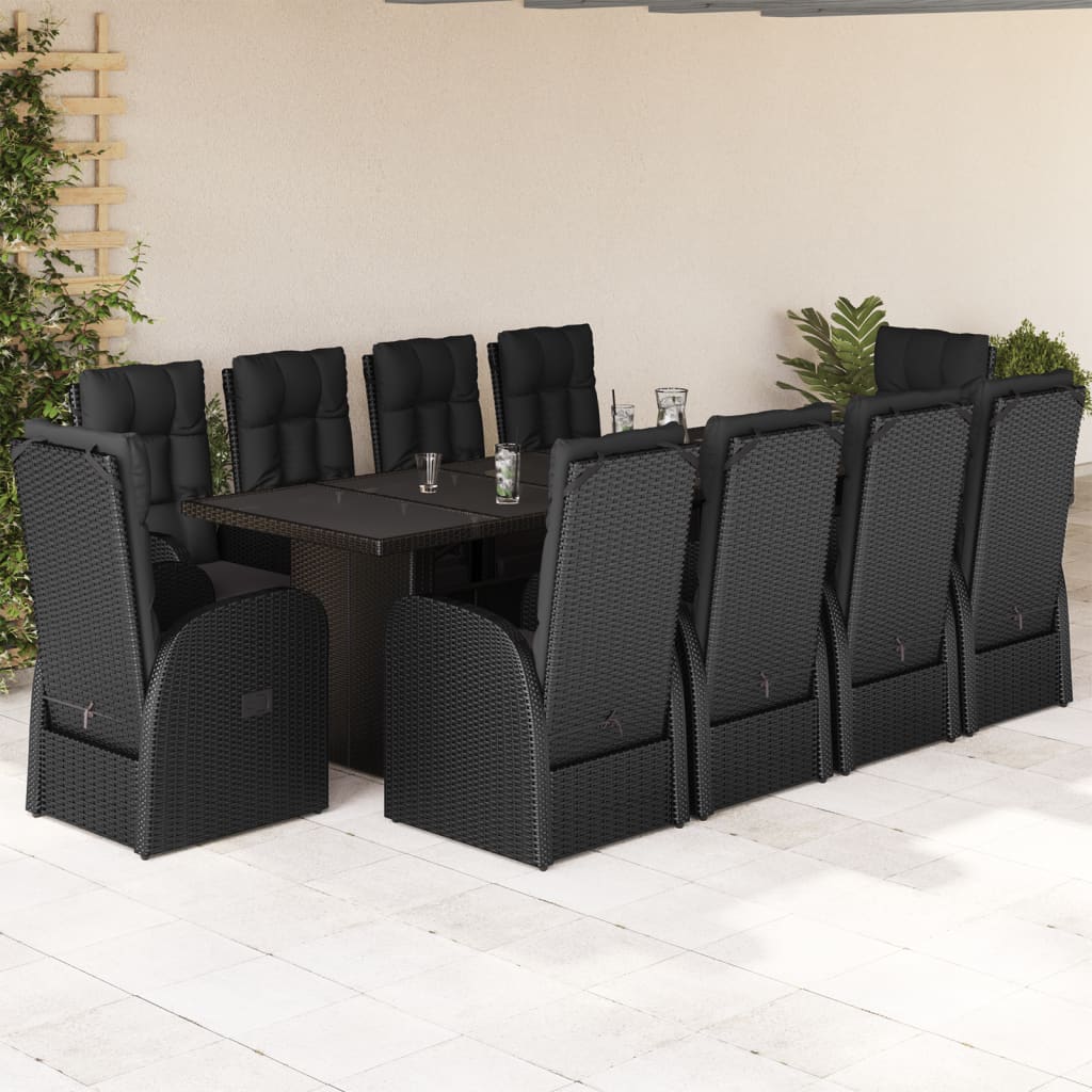11-delige Tuinset met kussens poly rattan zwart is nu te koop bij PeponiXL, paradijselijk wonen!