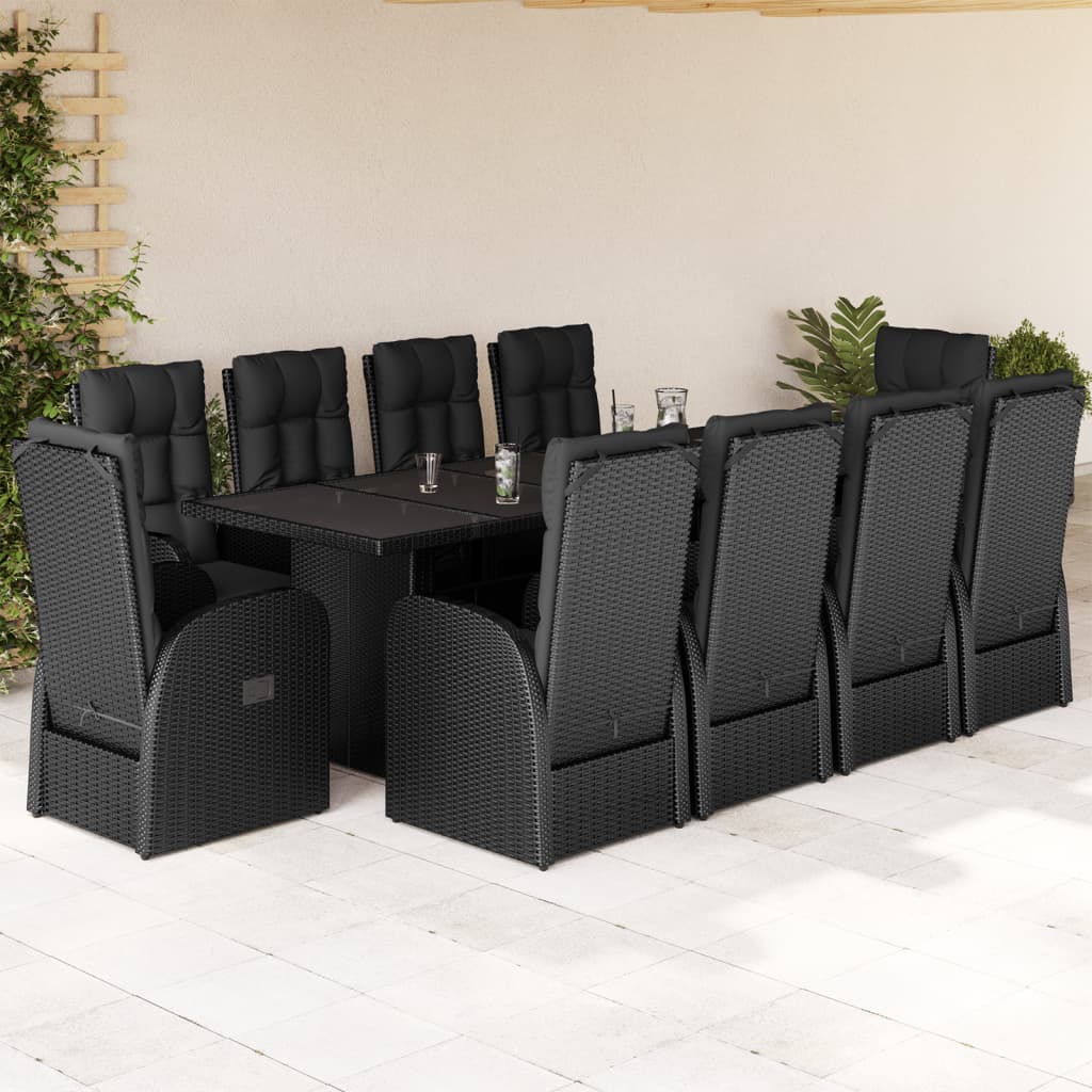 11-delige Tuinset met kussens poly rattan zwart is nu te koop bij PeponiXL, paradijselijk wonen!