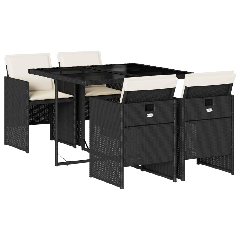 5-delige Tuinset met kussens poly rattan zwart is nu te koop bij PeponiXL, paradijselijk wonen!