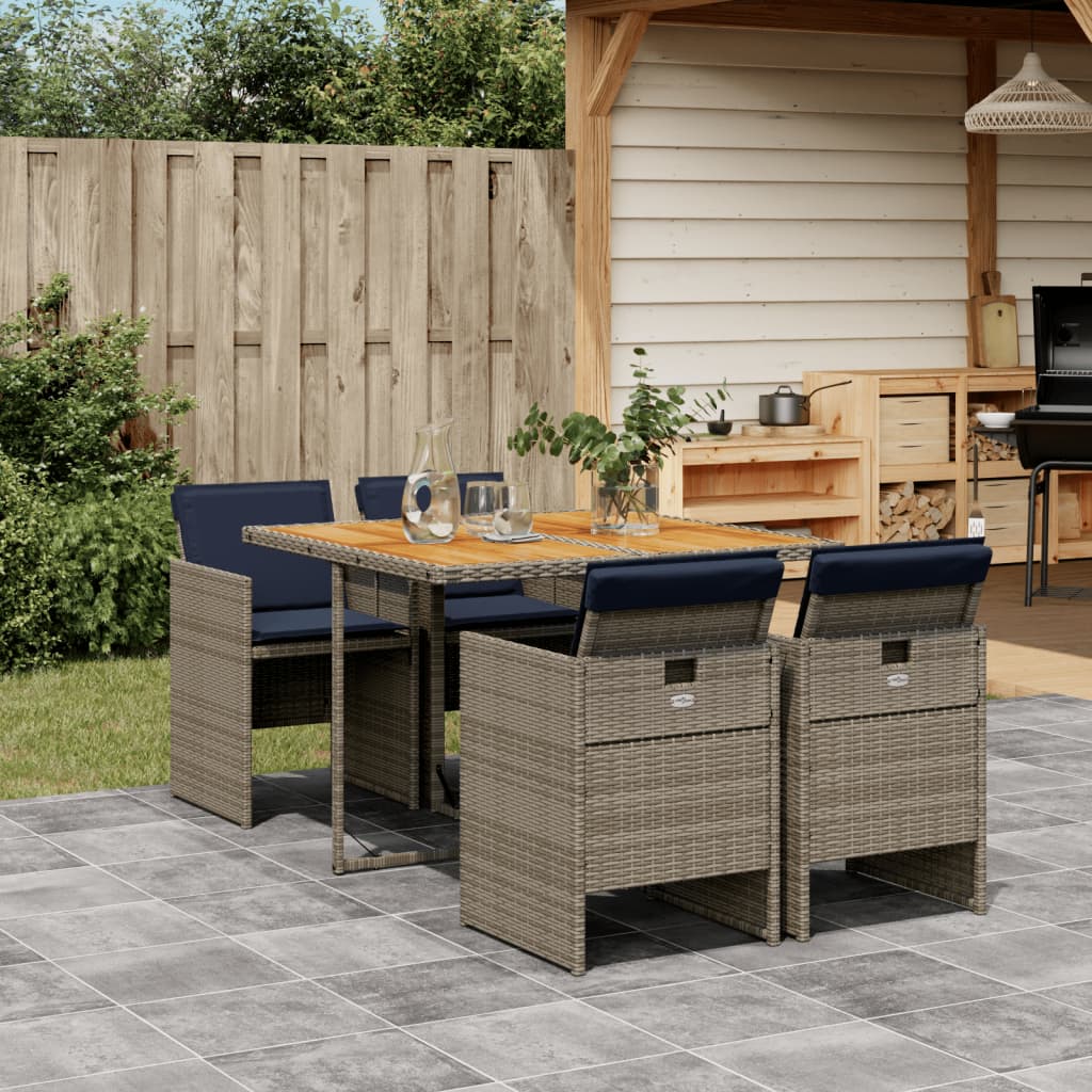 5-delige tuinset met kussens, grijs polyrotan is nu te koop bij PeponiXL, paradijselijk wonen!