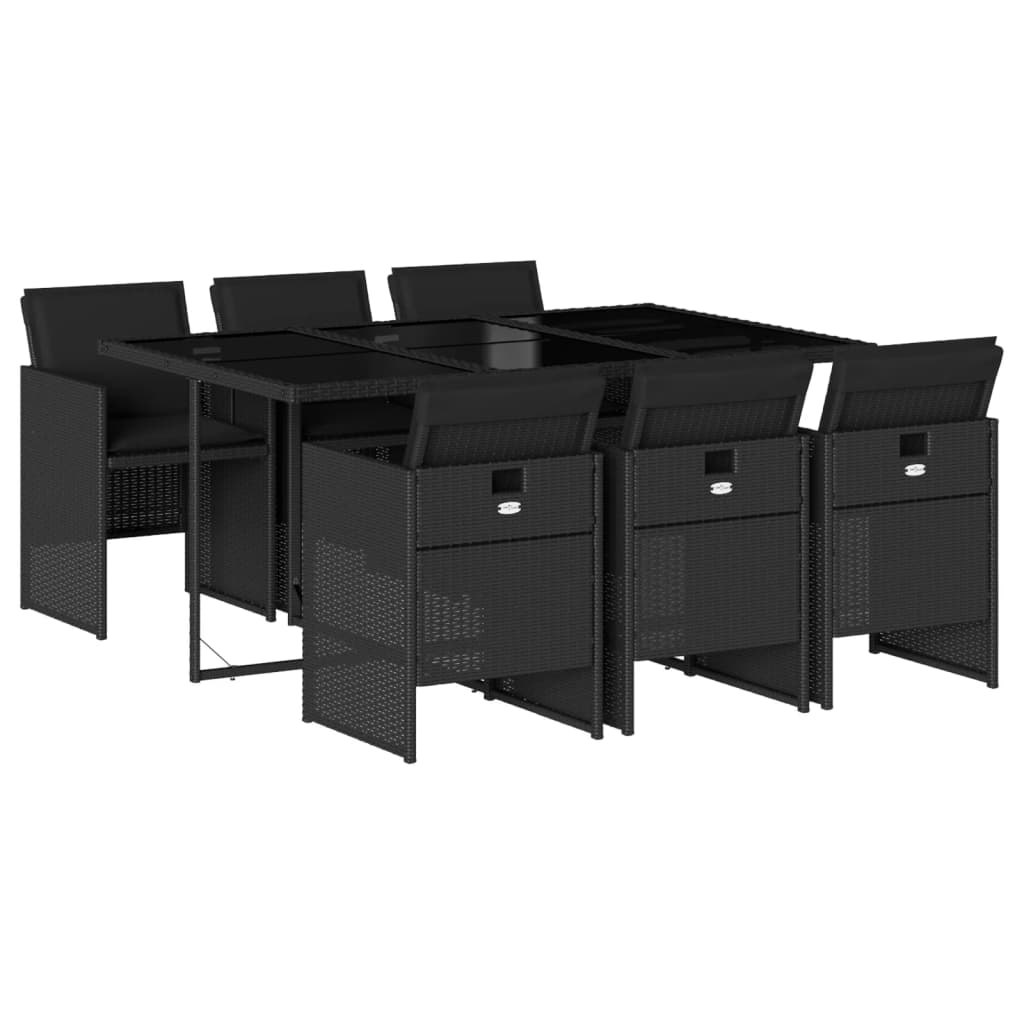 7-delige Tuinset met kussens poly rattan zwart is nu te koop bij PeponiXL, paradijselijk wonen!