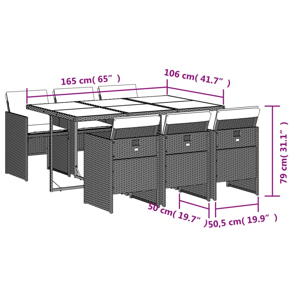 7-delige Tuinset met kussens poly rattan zwart is nu te koop bij PeponiXL, paradijselijk wonen!