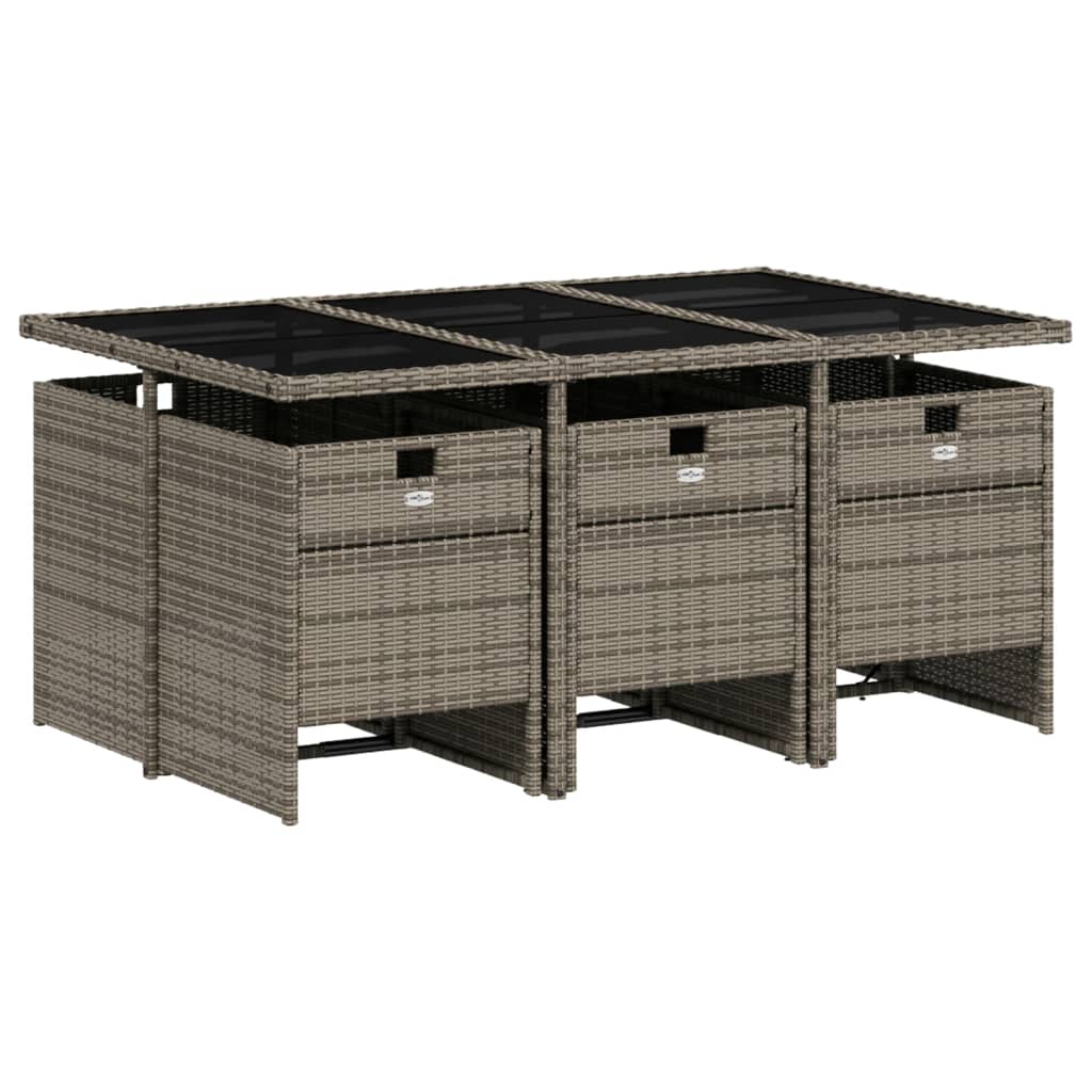 7-delige tuinset met kussens, grijs polyrotan is nu te koop bij PeponiXL, paradijselijk wonen!