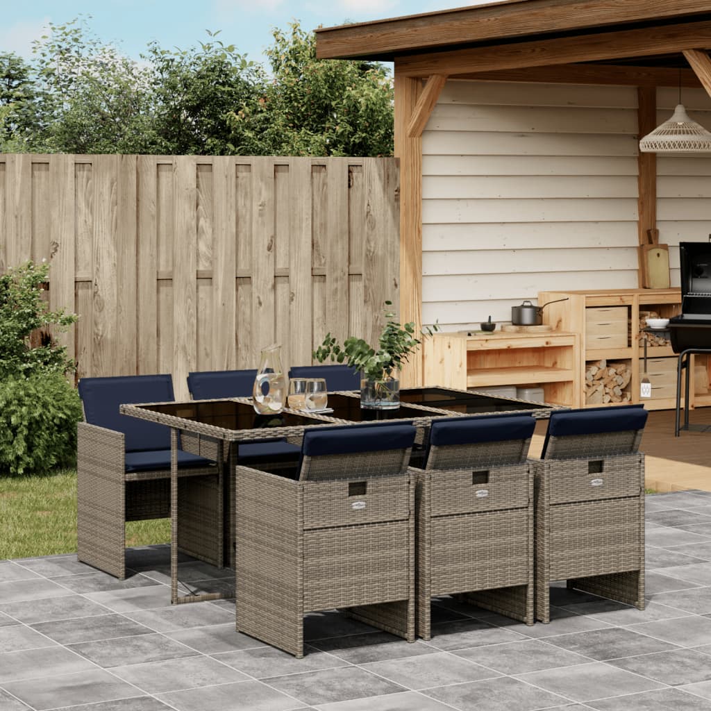 7-delige tuinset met kussens, grijs polyrotan is nu te koop bij PeponiXL, paradijselijk wonen!