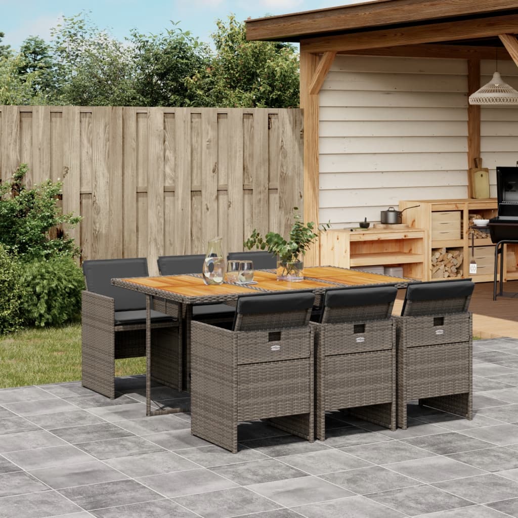 7-delige Tuinset met kussens poly rattan grijs is nu te koop bij PeponiXL, paradijselijk wonen!