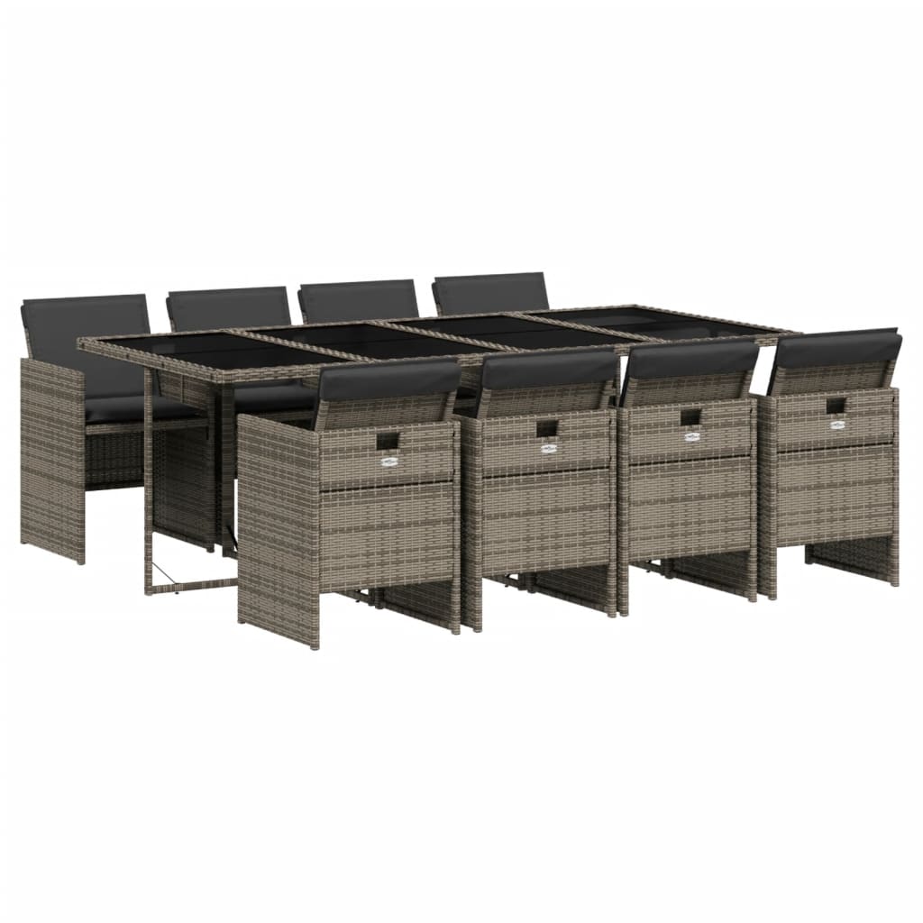 9-delige Tuinset met kussens poly rattan grijs is nu te koop bij PeponiXL, paradijselijk wonen!