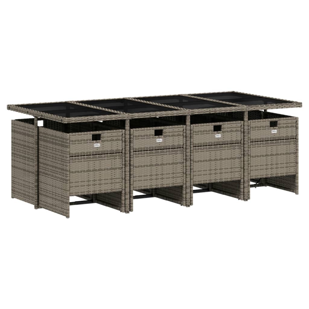 9-delige Tuinset met kussens poly rattan grijs is nu te koop bij PeponiXL, paradijselijk wonen!