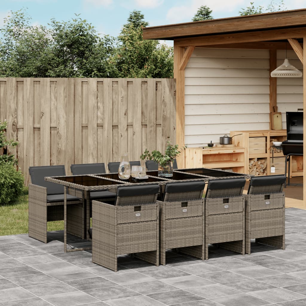 9-delige Tuinset met kussens poly rattan grijs is nu te koop bij PeponiXL, paradijselijk wonen!