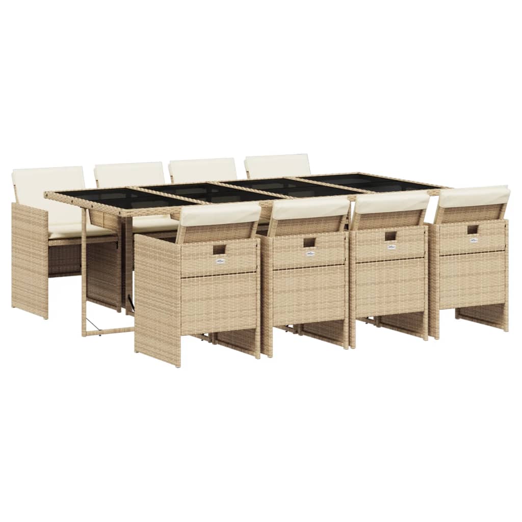 9-delige Tuinset met kussens poly rattan beige is nu te koop bij PeponiXL, paradijselijk wonen!