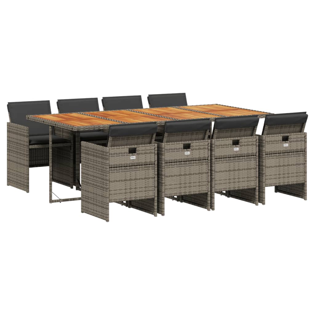 9-delige Tuinset met kussens poly rattan grijs is nu te koop bij PeponiXL, paradijselijk wonen!