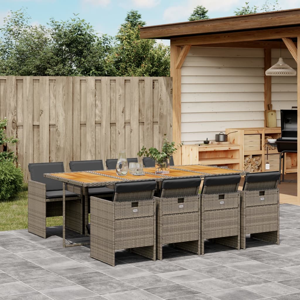 9-delige Tuinset met kussens poly rattan grijs is nu te koop bij PeponiXL, paradijselijk wonen!