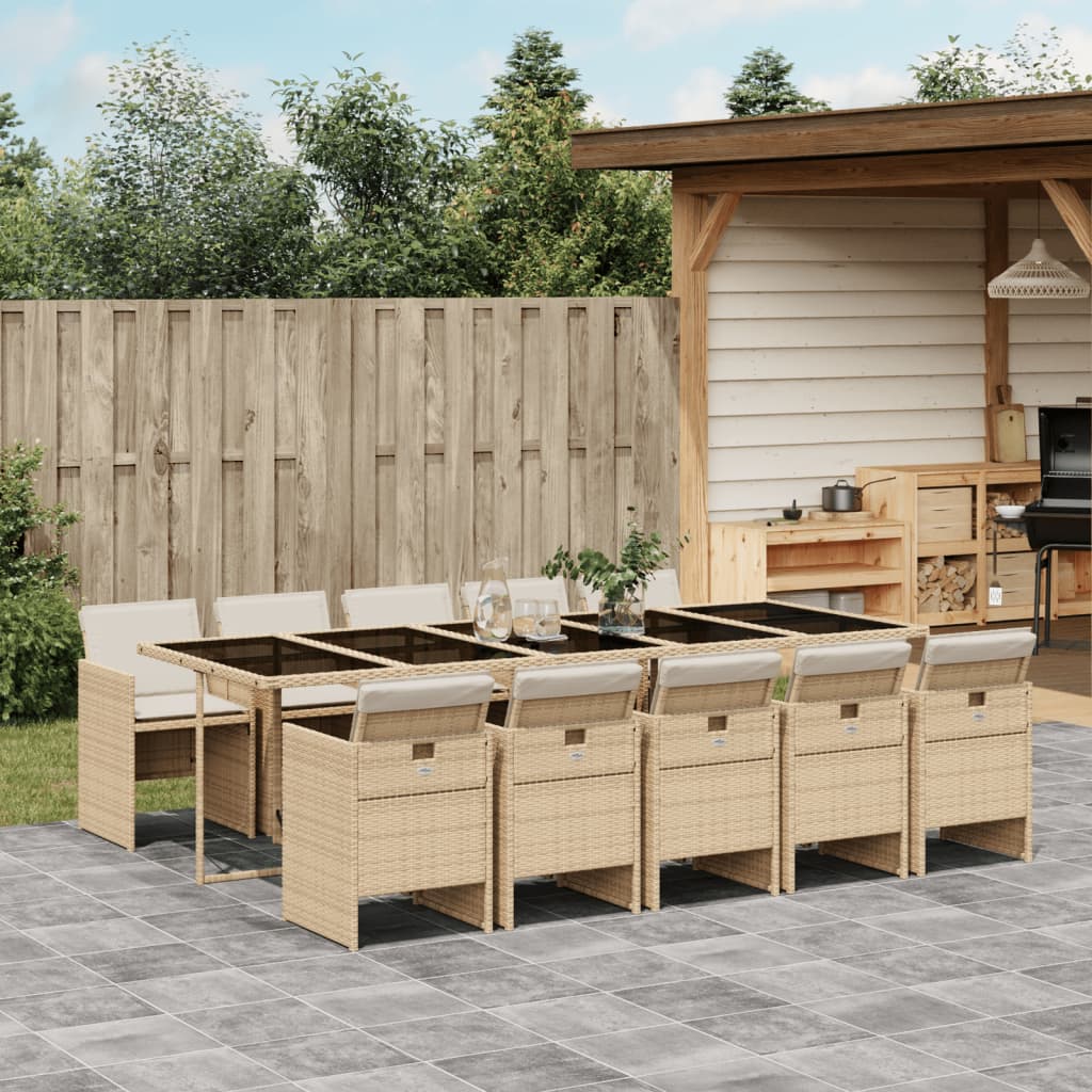 11-delige Tuinset met kussens poly rattan beige is nu te koop bij PeponiXL, paradijselijk wonen!