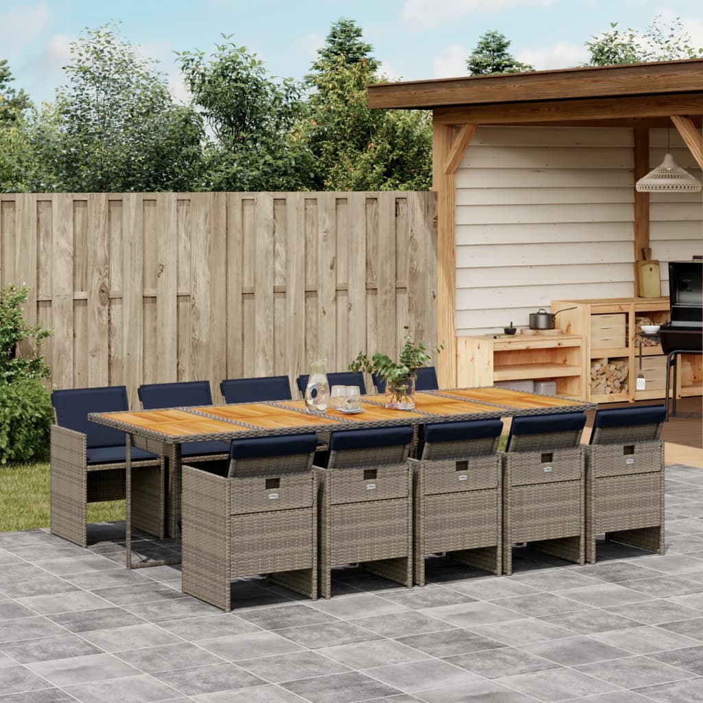 11-delige tuinset met kussens, grijs polyrotan is nu te koop bij PeponiXL, paradijselijk wonen!
