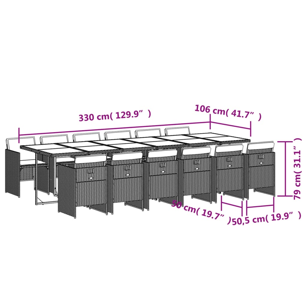 13-delige Tuinset met kussens poly rattan zwart is nu te koop bij PeponiXL, paradijselijk wonen!