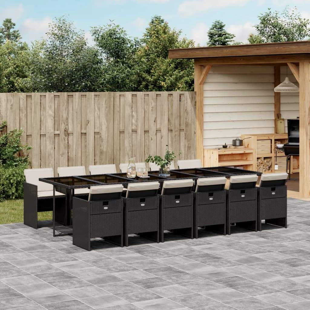13-delige Tuinset met kussens poly rattan zwart is nu te koop bij PeponiXL, paradijselijk wonen!