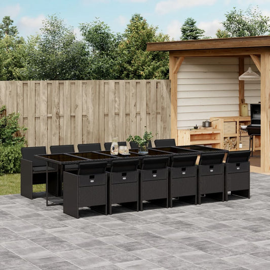 13-delige Tuinset met kussens poly rattan zwart is nu te koop bij PeponiXL, paradijselijk wonen!