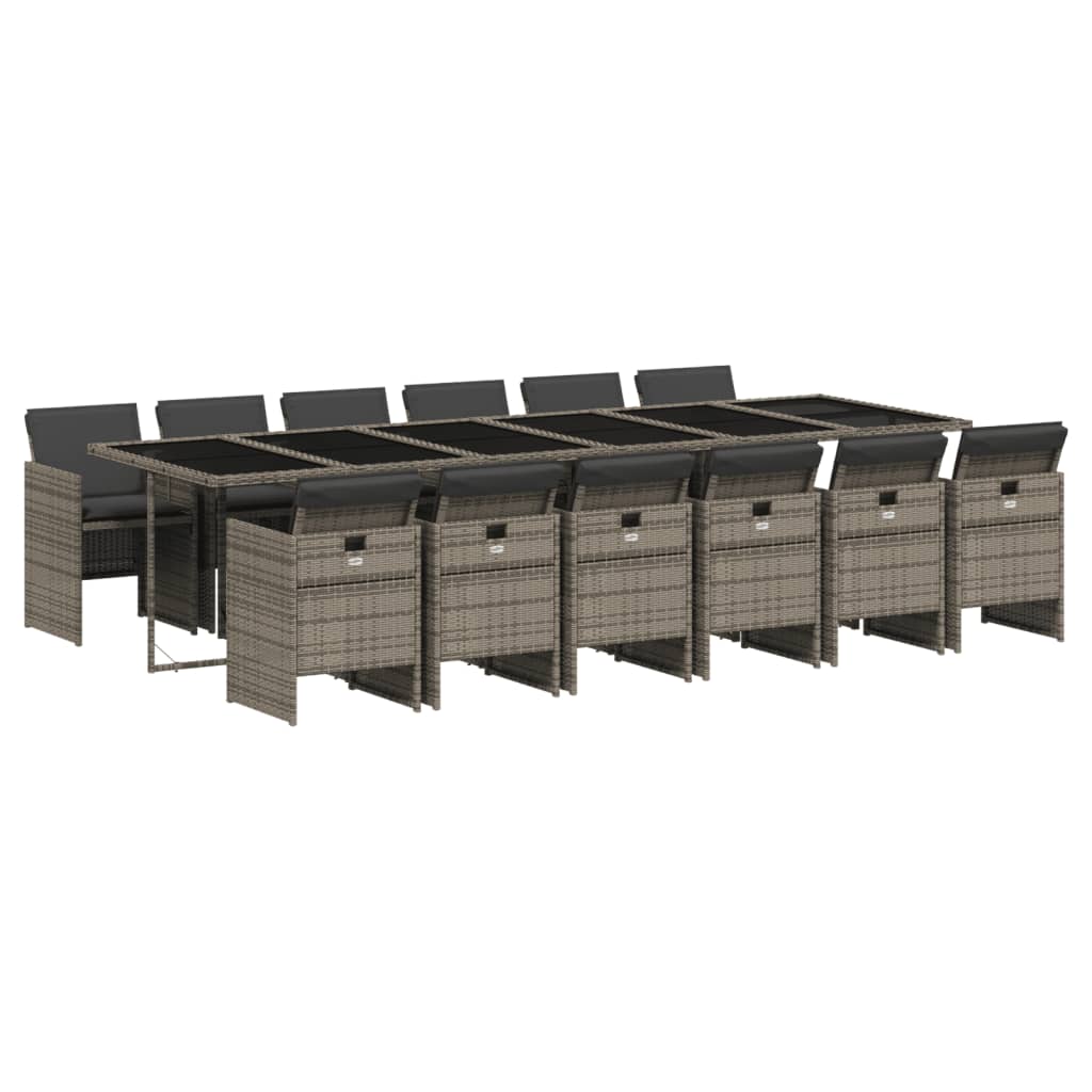 13-delige Tuinset met kussens poly rattan grijs is nu te koop bij PeponiXL, paradijselijk wonen!