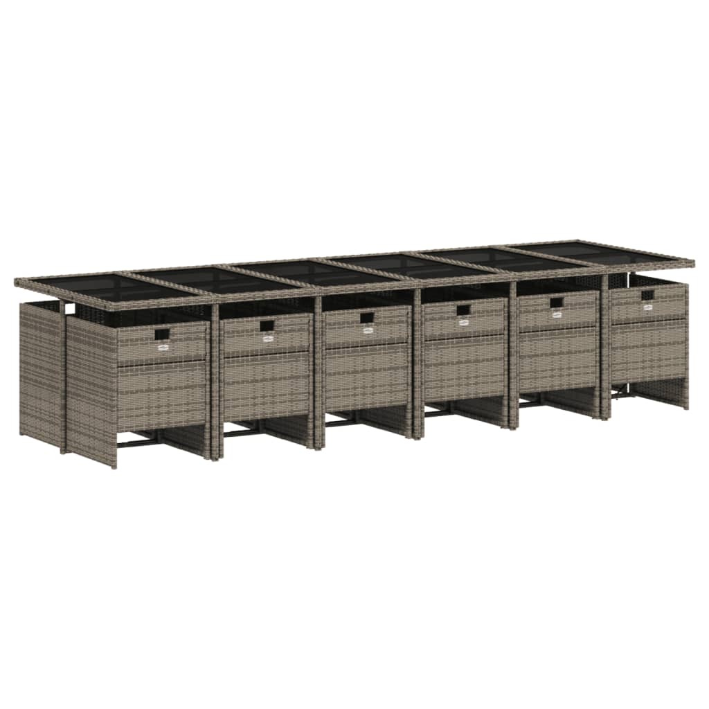 13-delige Tuinset met kussens poly rattan grijs is nu te koop bij PeponiXL, paradijselijk wonen!