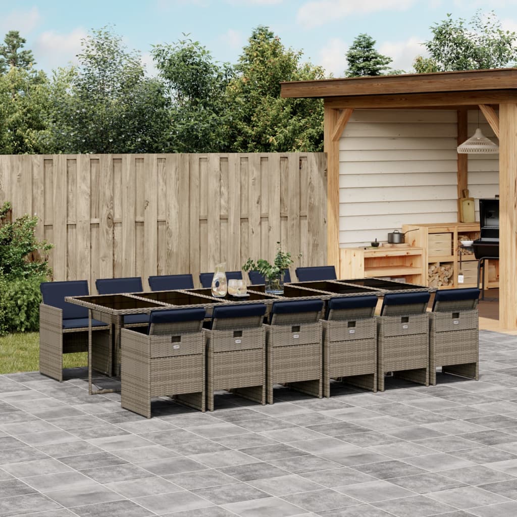 13-delige Tuinset met kussens poly rattan grijs is nu te koop bij PeponiXL, paradijselijk wonen!