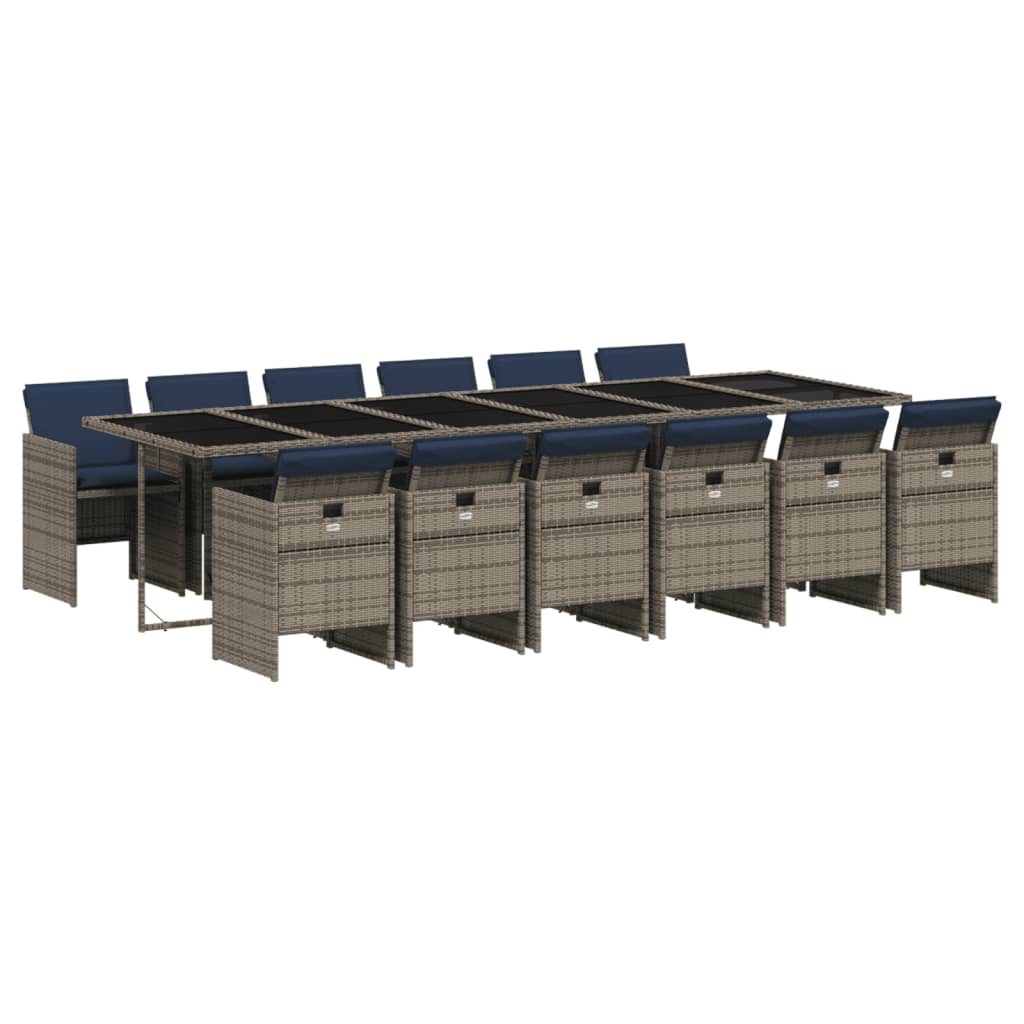13-delige tuinset met kussens, grijs polyrotan is nu te koop bij PeponiXL, paradijselijk wonen!
