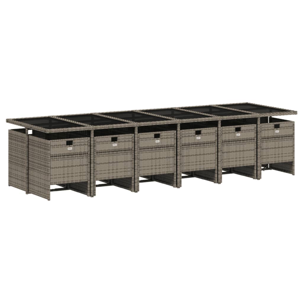 13-delige tuinset met kussens, grijs polyrotan is nu te koop bij PeponiXL, paradijselijk wonen!