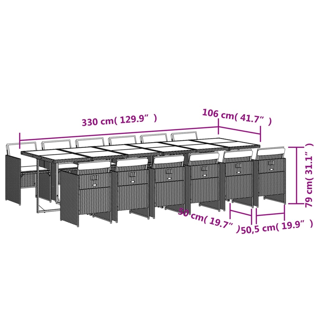 13-delige tuinset met kussens, grijs polyrotan is nu te koop bij PeponiXL, paradijselijk wonen!