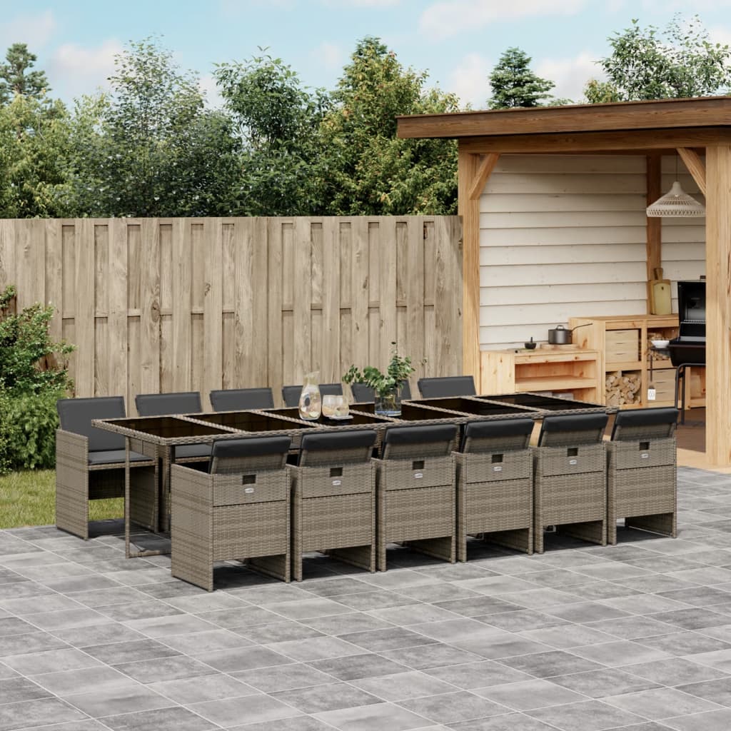 13-delige tuinset met kussens, grijs polyrotan is nu te koop bij PeponiXL, paradijselijk wonen!