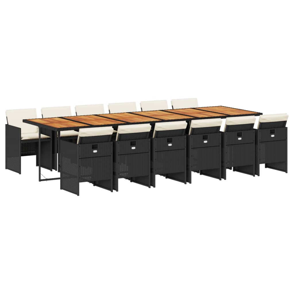 13-delige Tuinset met kussens poly rattan zwart is nu te koop bij PeponiXL, paradijselijk wonen!