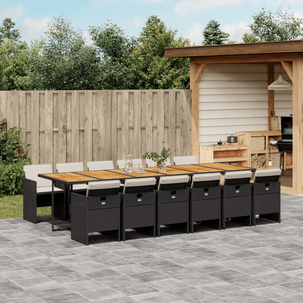 13-delige Tuinset met kussens poly rattan zwart is nu te koop bij PeponiXL, paradijselijk wonen!
