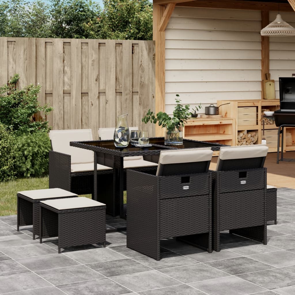 9-delige Tuinset poly rattan zwart is nu te koop bij PeponiXL, paradijselijk wonen!