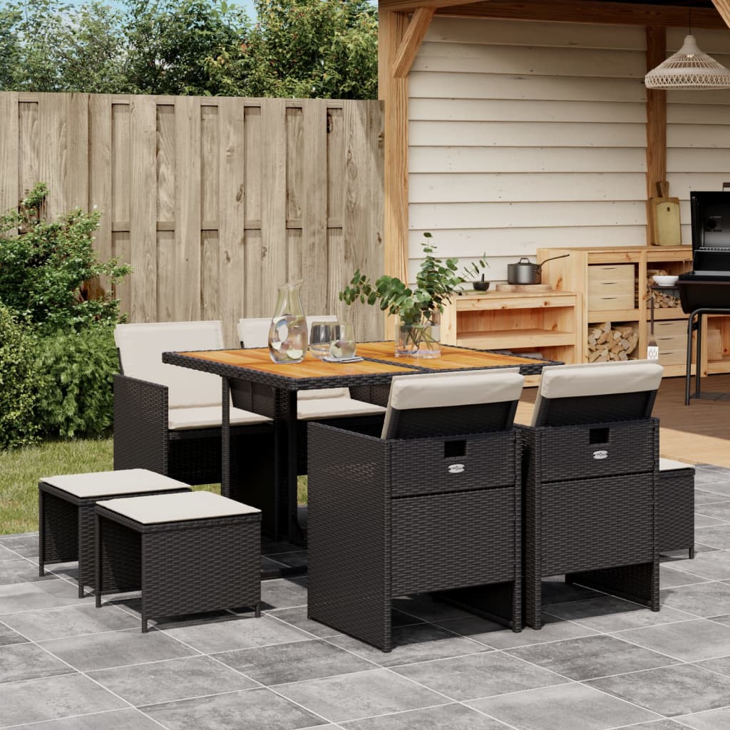 9-delige Tuinset poly rattan zwart is nu te koop bij PeponiXL, paradijselijk wonen!
