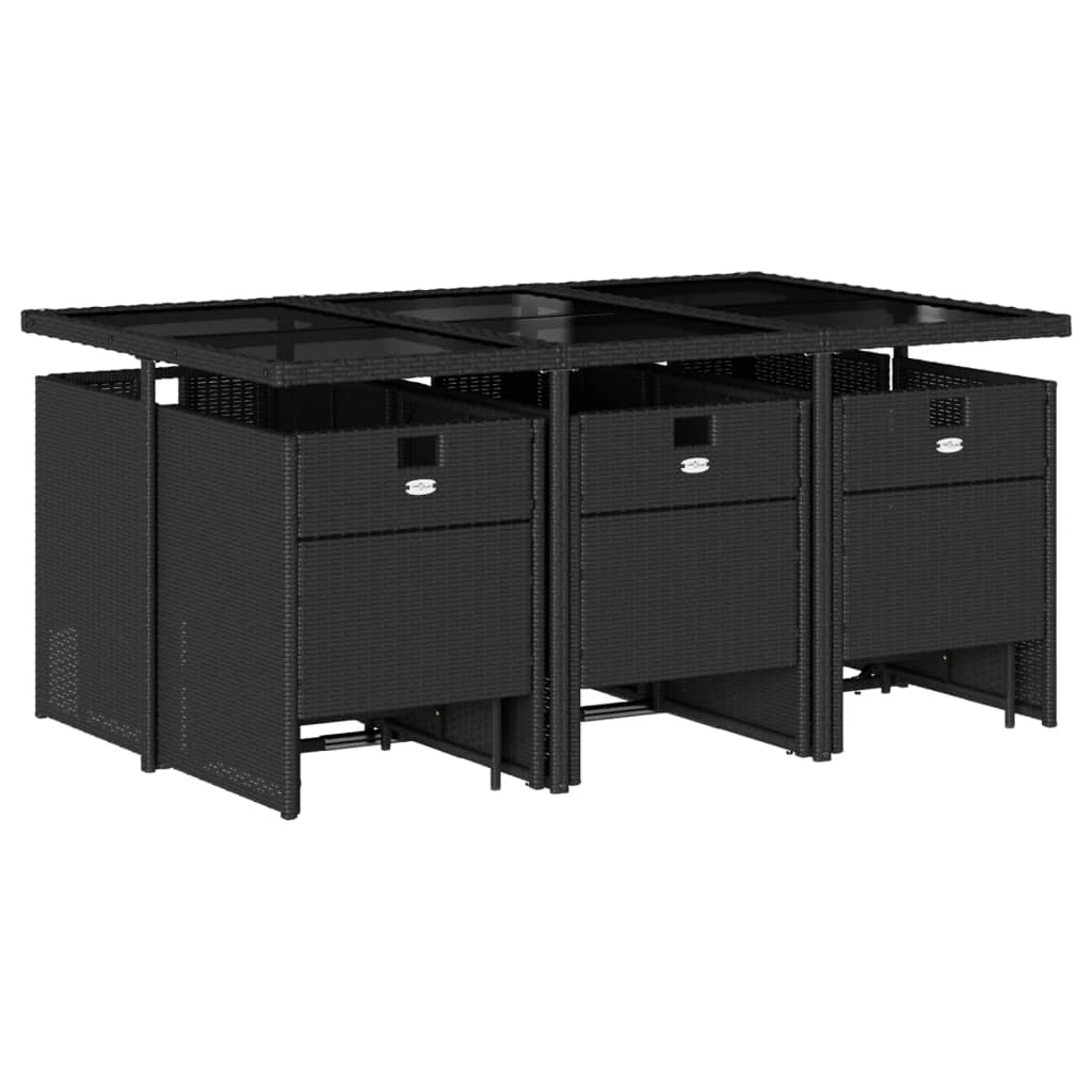 11-delige Tuinset met kussens poly rattan zwart is nu te koop bij PeponiXL, paradijselijk wonen!