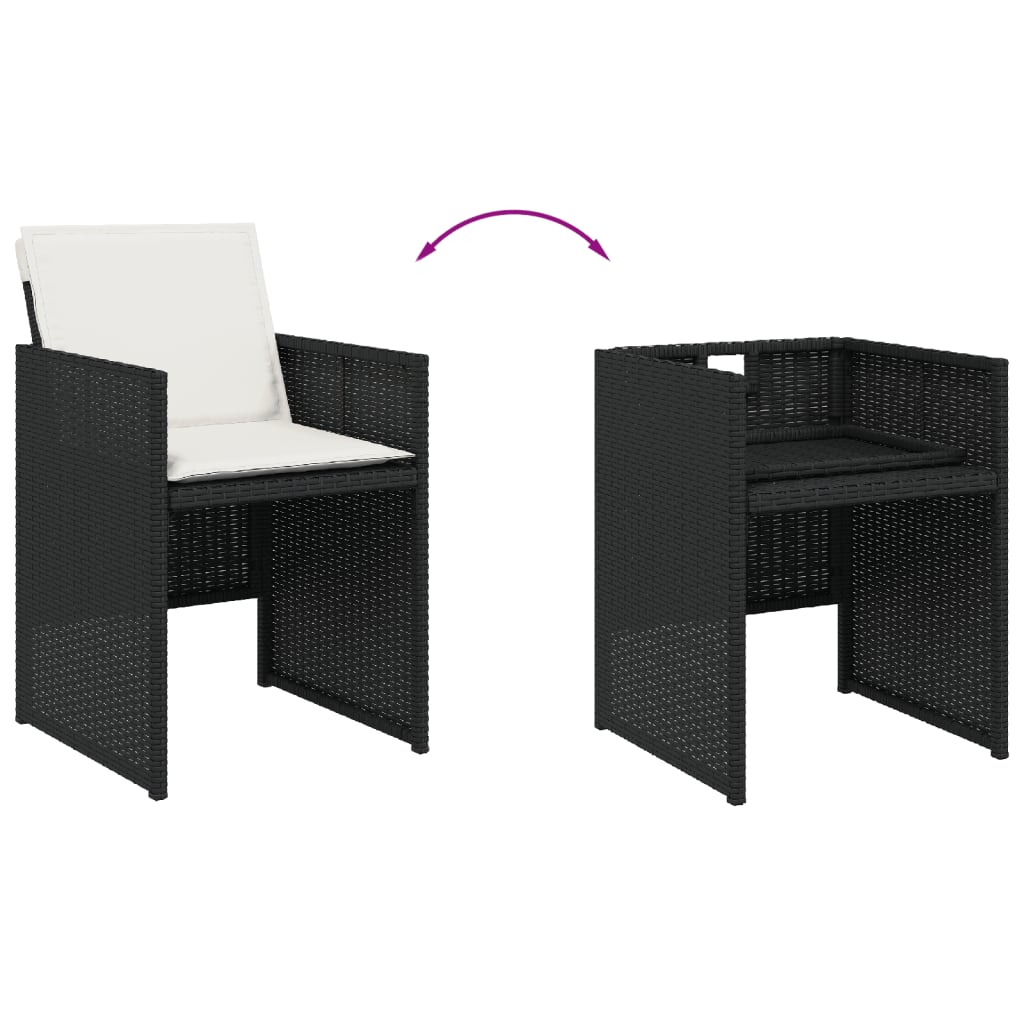11-delige Tuinset met kussens poly rattan zwart is nu te koop bij PeponiXL, paradijselijk wonen!