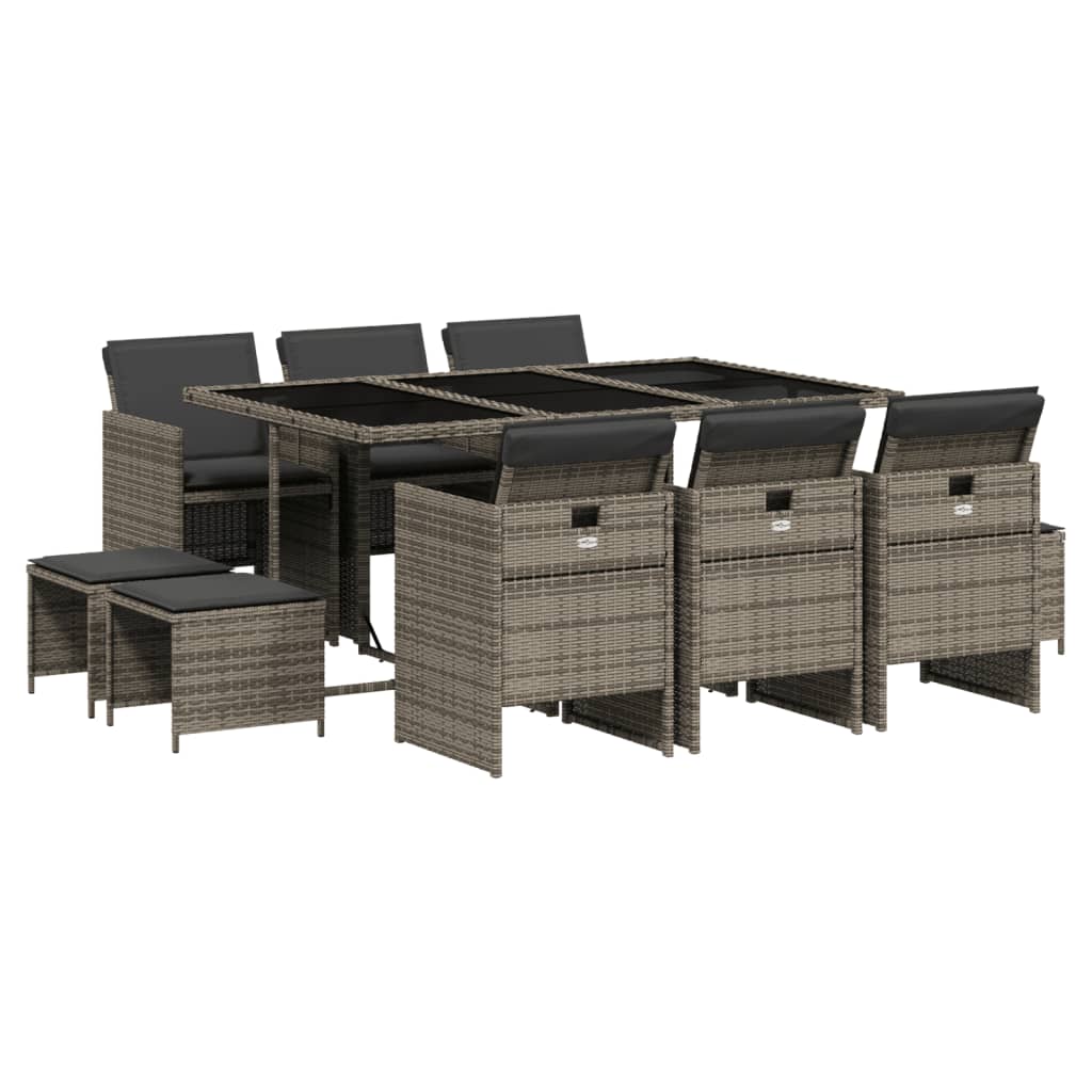 11-delige Tuinset met kussens poly rattan grijs is nu te koop bij PeponiXL, paradijselijk wonen!