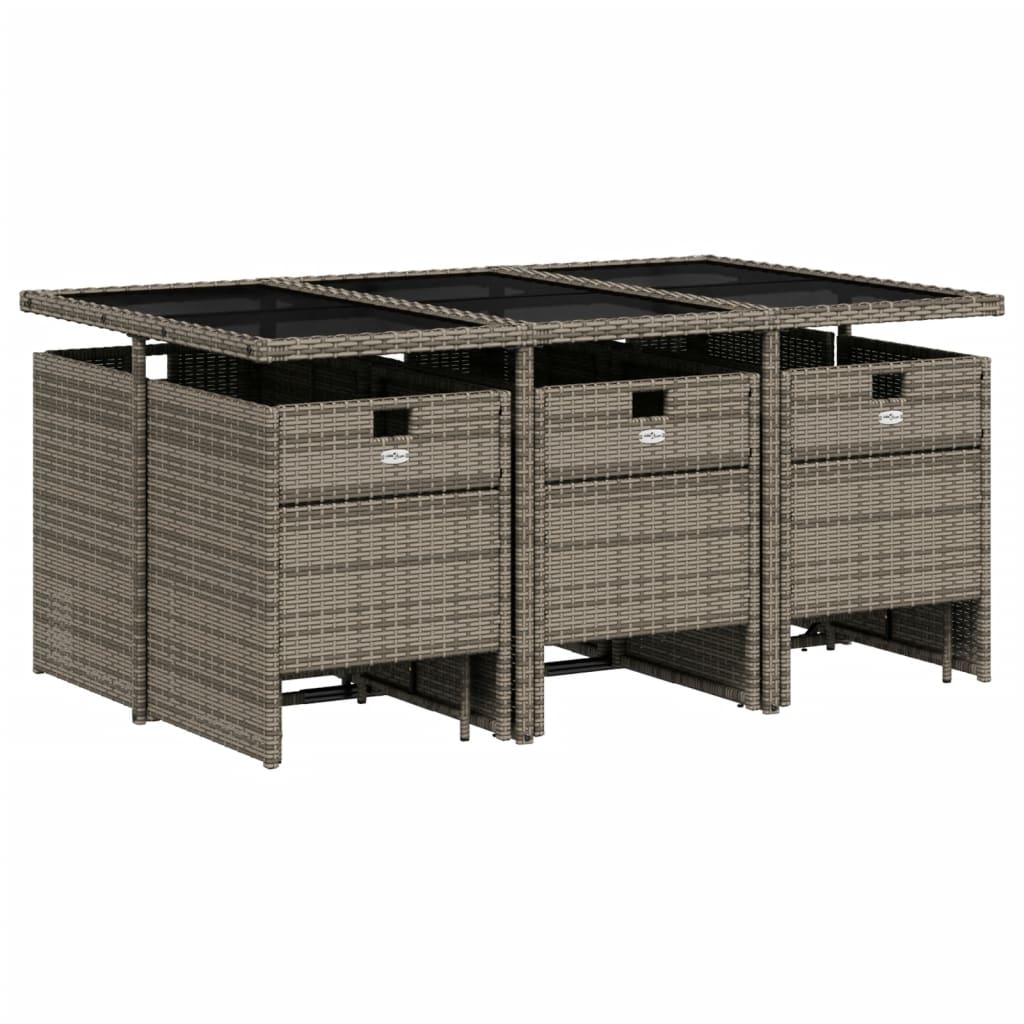 11-delige Tuinset met kussens poly rattan grijs is nu te koop bij PeponiXL, paradijselijk wonen!