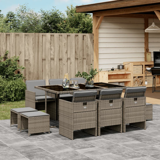 11-delige Tuinset met kussens poly rattan grijs is nu te koop bij PeponiXL, paradijselijk wonen!
