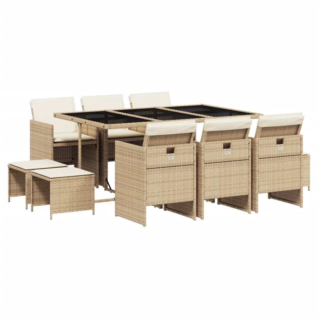 11-delige Tuinset met kussens poly rattan beige is nu te koop bij PeponiXL, paradijselijk wonen!