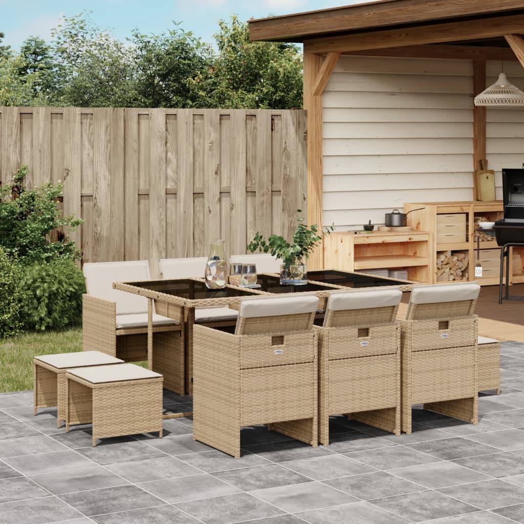 11-delige Tuinset met kussens poly rattan beige is nu te koop bij PeponiXL, paradijselijk wonen!