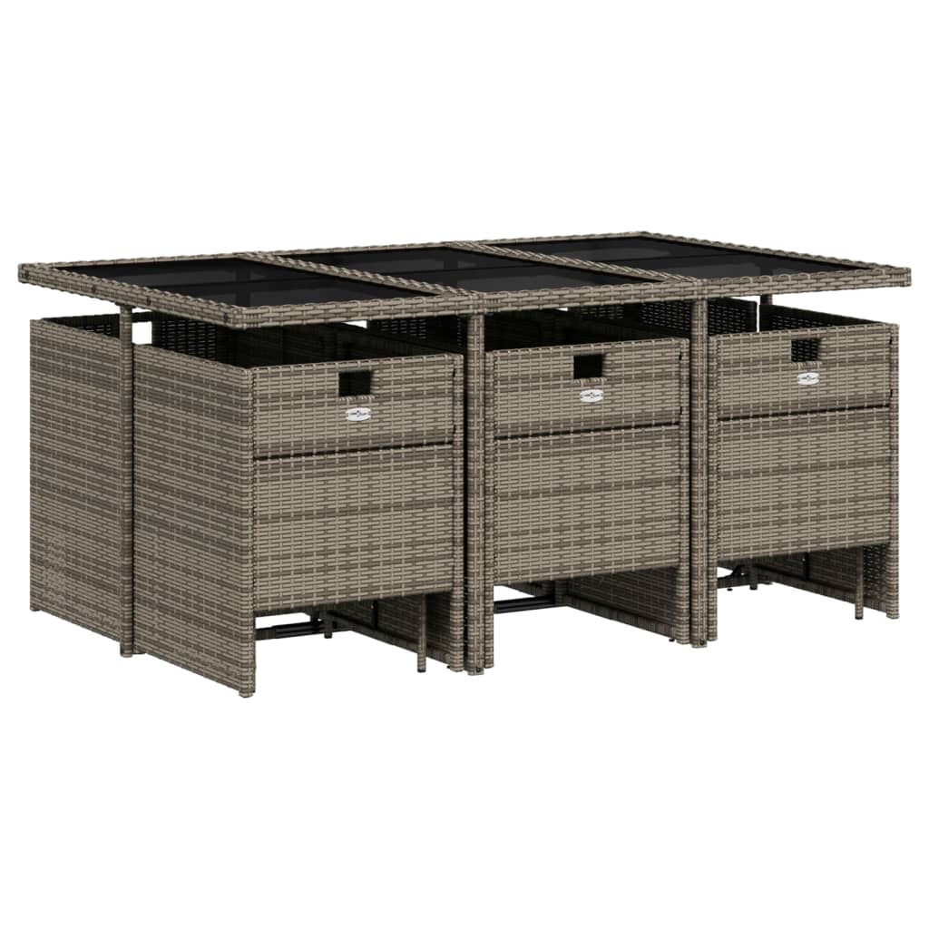 11-delige tuinset met kussens, grijs polyrotan is nu te koop bij PeponiXL, paradijselijk wonen!
