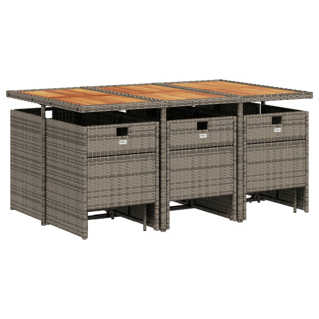 11-delige tuinset met kussens, grijs polyrotan is nu te koop bij PeponiXL, paradijselijk wonen!