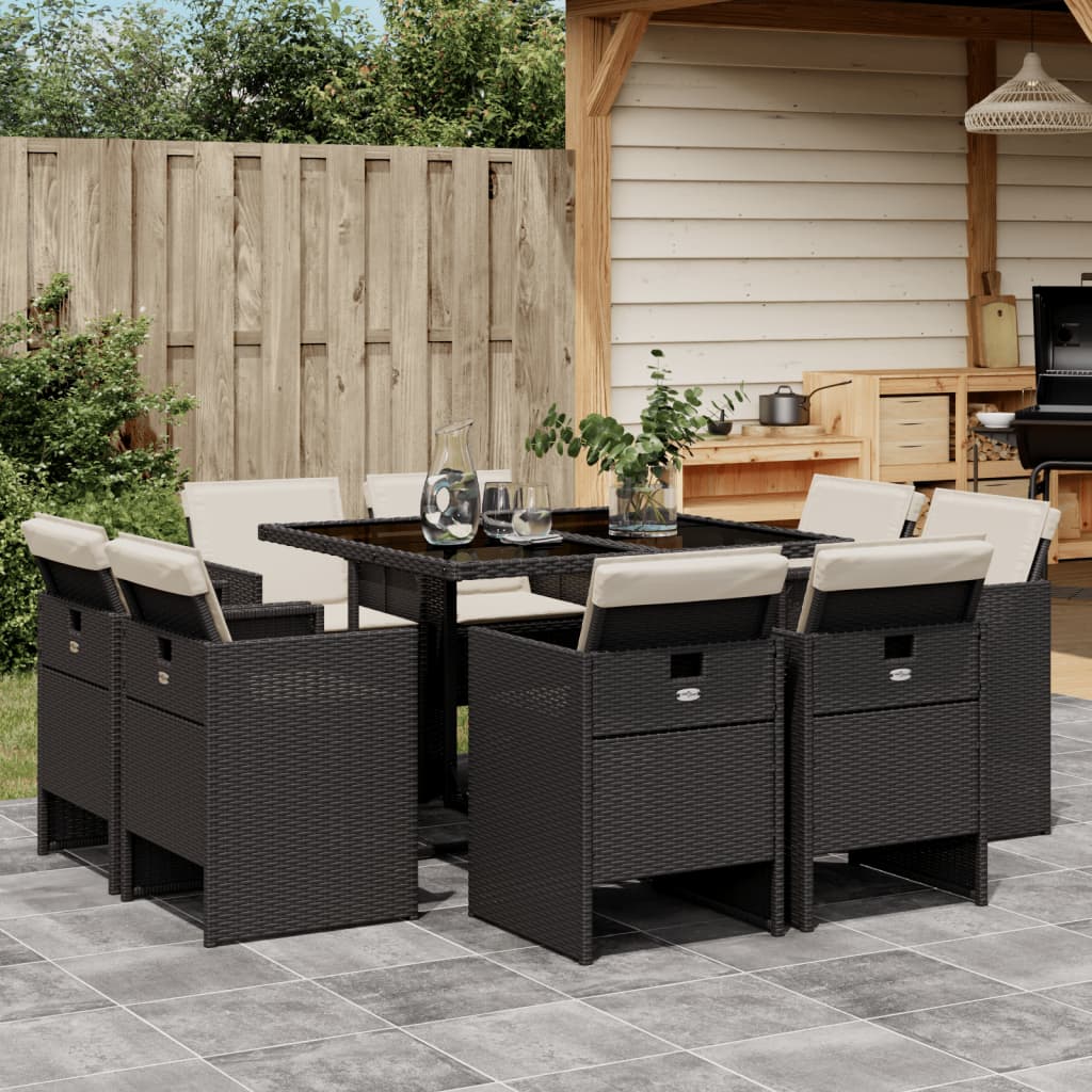 9-delige Tuinset poly rattan zwart is nu te koop bij PeponiXL, paradijselijk wonen!