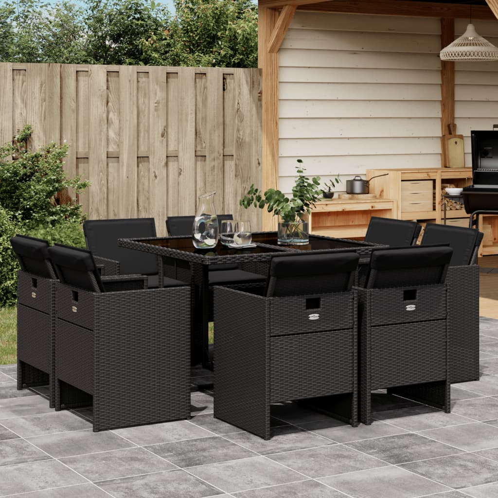 9-delige Tuinset poly rattan zwart is nu te koop bij PeponiXL, paradijselijk wonen!