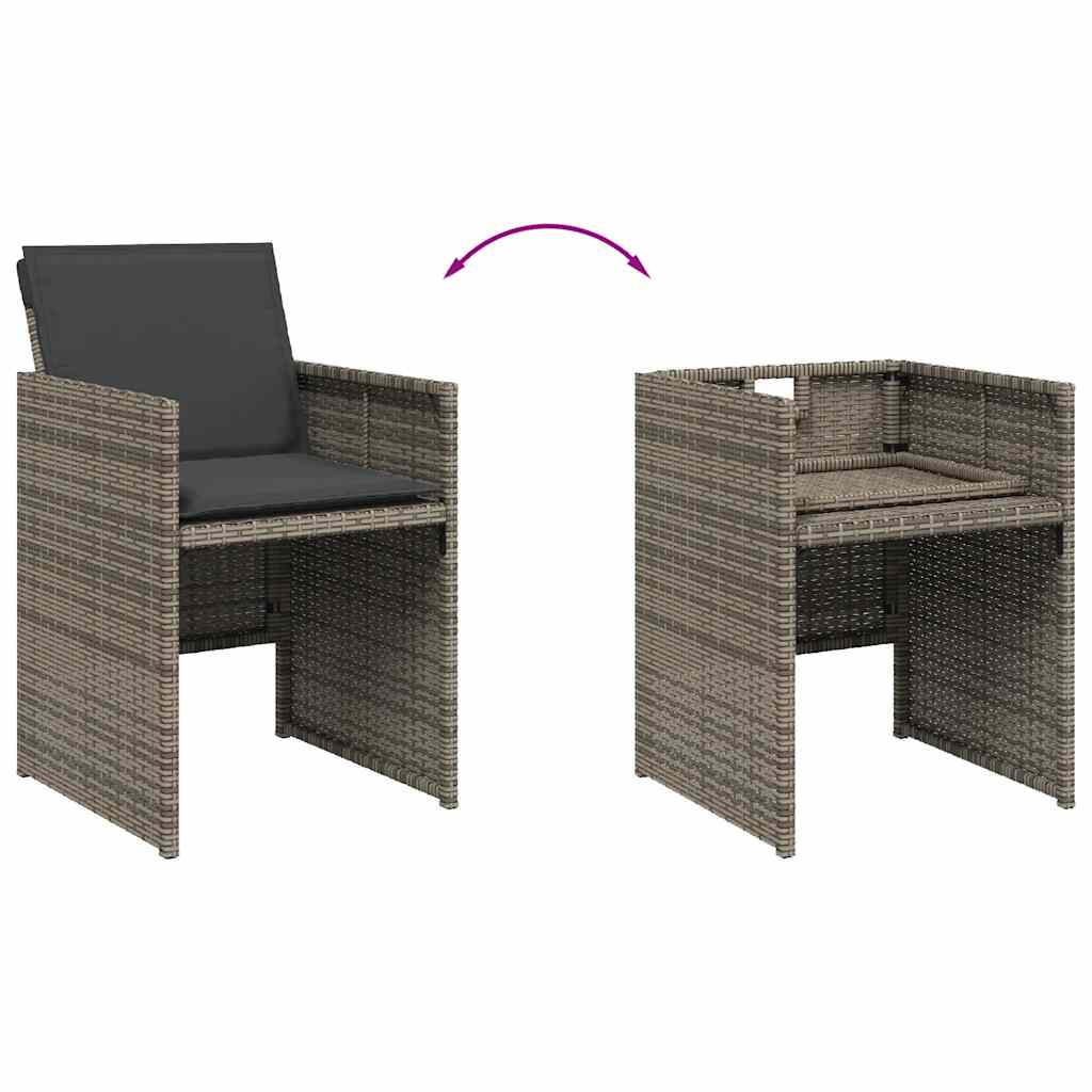 9-delige Tuinset met kussens poly rattan grijs is nu te koop bij PeponiXL, paradijselijk wonen!
