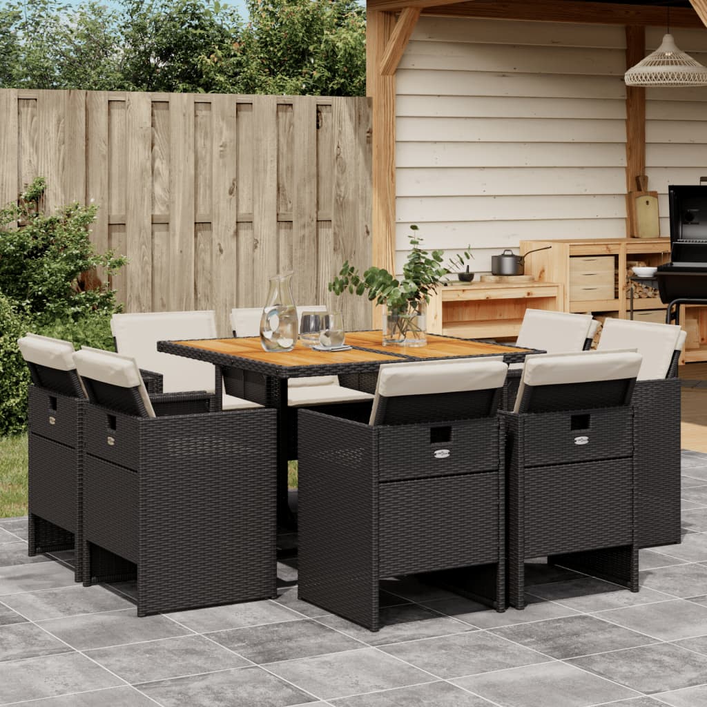 9-delige Tuinset poly rattan zwart is nu te koop bij PeponiXL, paradijselijk wonen!