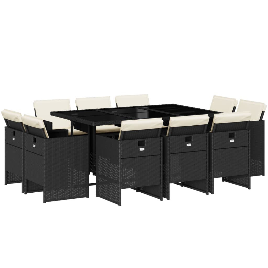 11-delige Tuinset met kussens poly rattan zwart is nu te koop bij PeponiXL, paradijselijk wonen!
