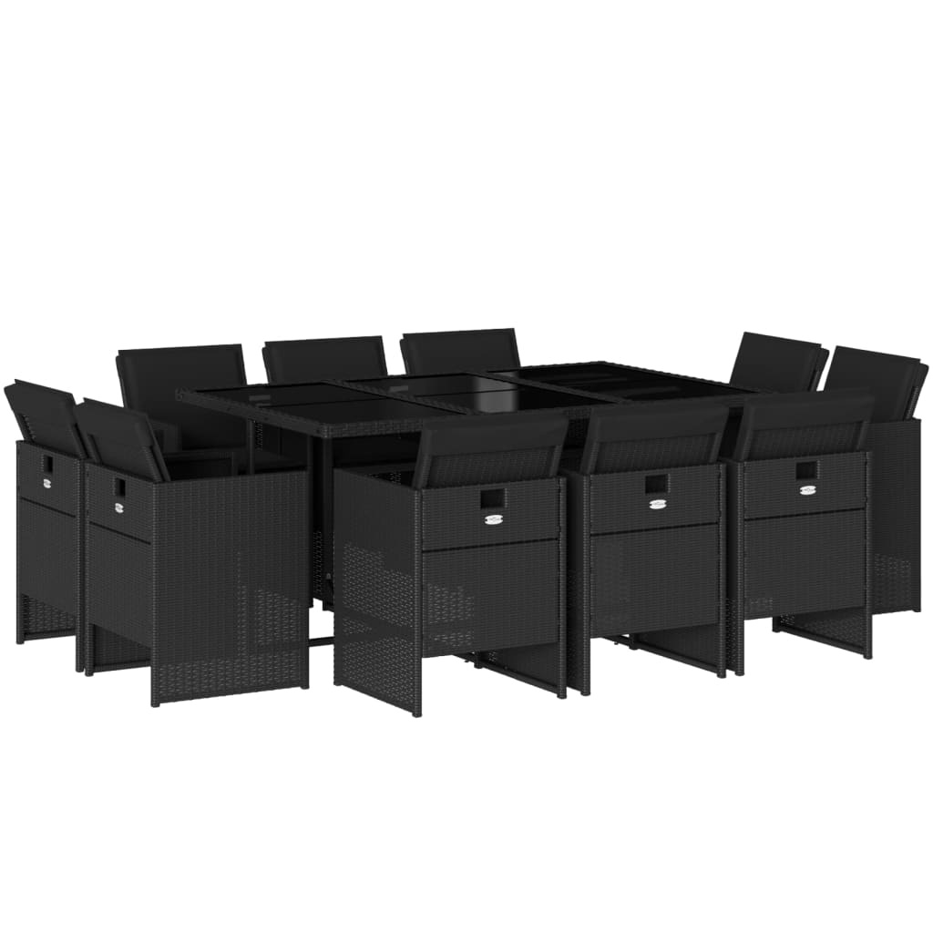 11-delige Tuinset met kussens poly rattan zwart is nu te koop bij PeponiXL, paradijselijk wonen!