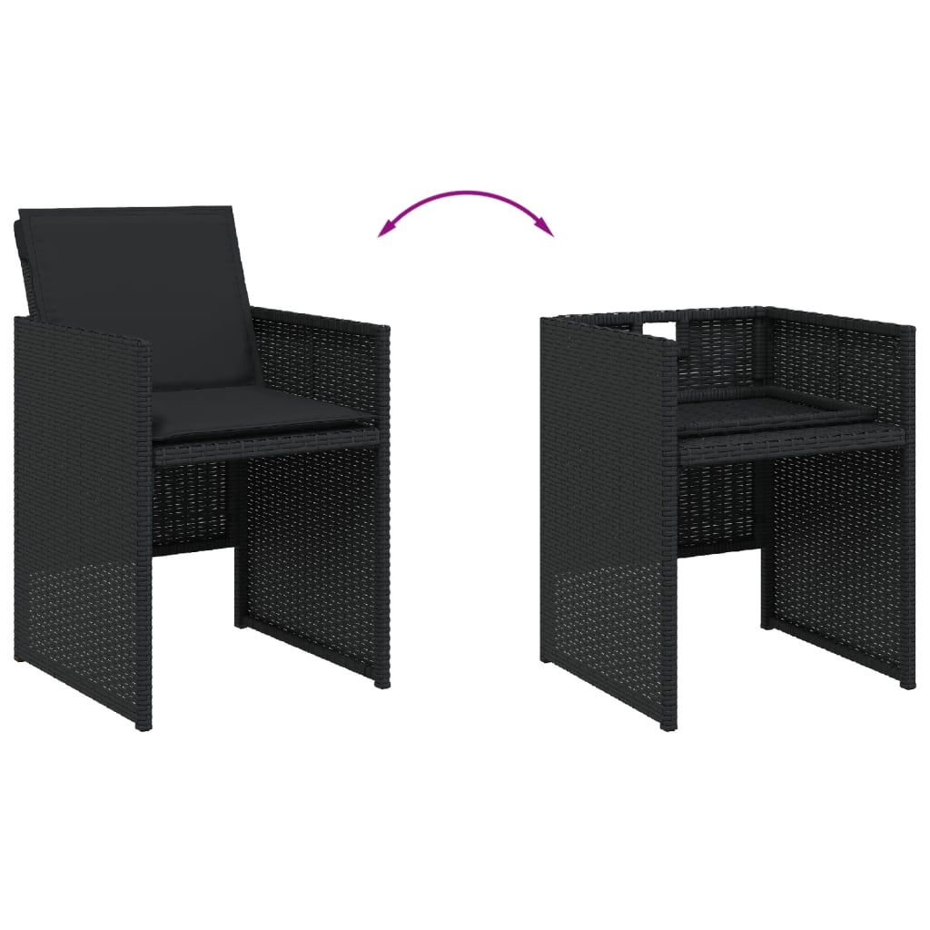 11-delige Tuinset met kussens poly rattan zwart is nu te koop bij PeponiXL, paradijselijk wonen!
