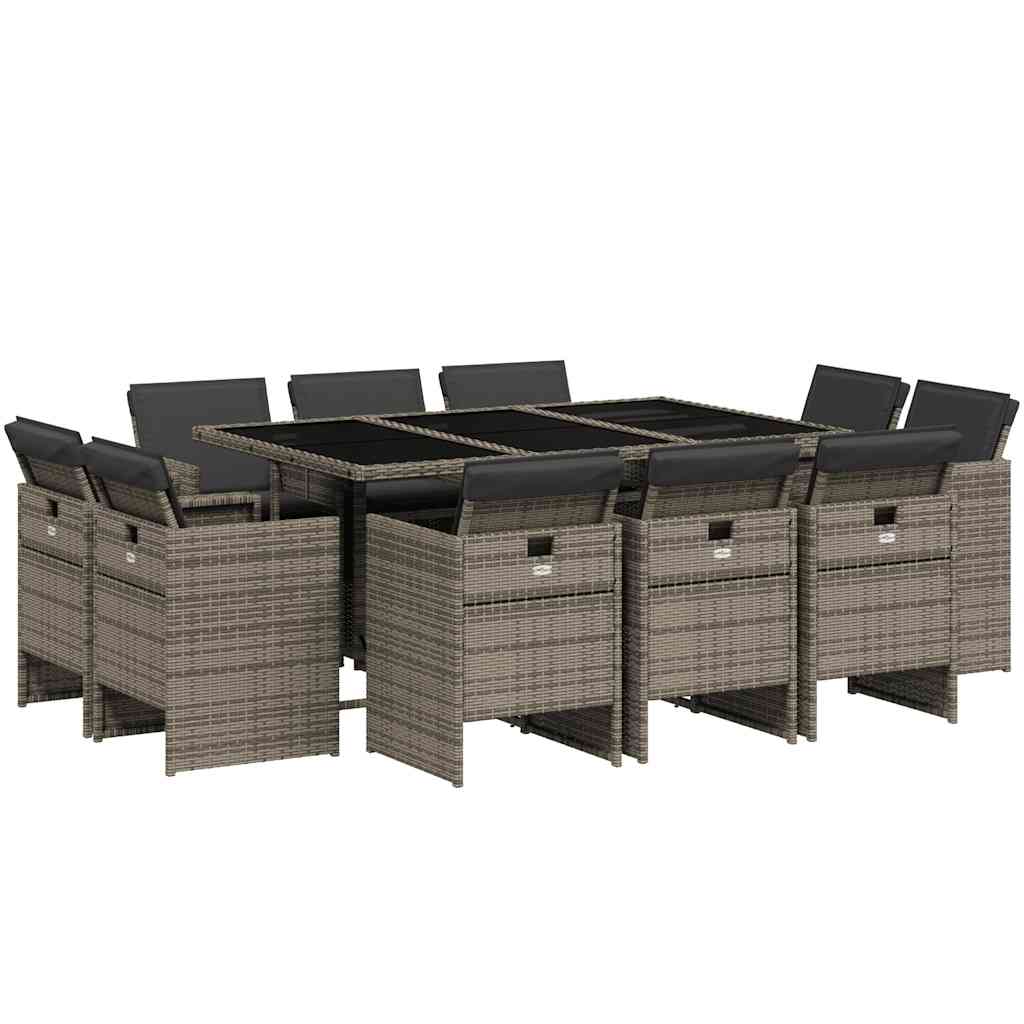 11-delige Tuinset met kussens poly rattan grijs is nu te koop bij PeponiXL, paradijselijk wonen!